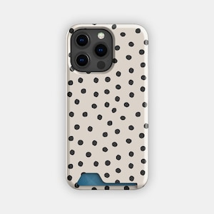 Estuche para tarjetas abstracto con lunares color crema / Estuche para tarjetas con lunares / Compatible con iPhone 16, 15 Pro Max, 14, 13, Samsung Galaxy S22, S21 Plus