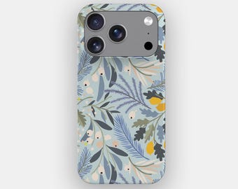 Telefoonhoesje met transparante hemel en aquarel bloemenprint voor iPhone 17, Air, 16, 15, 14, 13