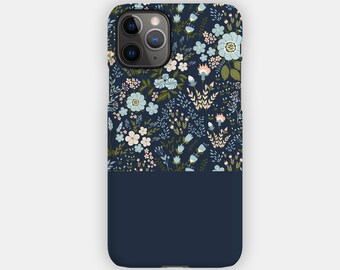 NAVY SCATTERING iPhone Case - Floral and Block Dark Blue Design for your Apple iPhone 15 14 13 12 11 - Botanical Premium iPhone Case