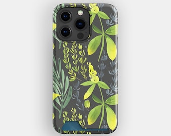 Green Day Card Holder Phone Case, For iPhone 17, 16, 15, Floral Green Design
