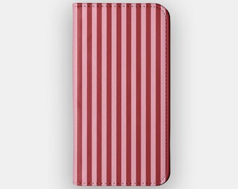 Capa carteira para celular com estampa abstrata de linhas de cereja, compatível com Samsung S26, S25, S24 e iPhone 17.