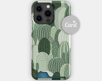 CACTUS FIELD Card Holder Case | For iPhone 15, iPhone 14, iPhone 13, Samsung S22, Samsung S21 | Floral Card Phone Case