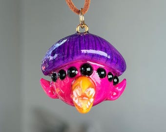 Alien boy sculpture necklace inspired by Oliver tree sculpture art jewelry LED Lights effective