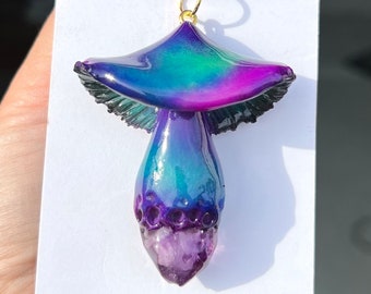 Galaxy Mushroom Zen’s signature design glow in the dark mushroom charm + beautiful amethyst