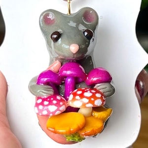 Cute Foraging Mouse pendant / 24 inches adjustable cord