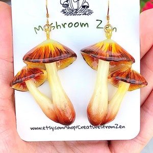 Glow in dark cluster mushroom earrings  mushroom earrings mushroom jewelry
