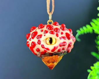 Protection Sick Drippy Bleeding tooth fungus glow in the dark mushroom charm citrine crystal