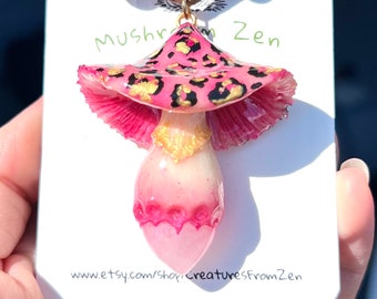 Special edition Animal style Leopard Glow in dark mushroom charm + Rose Quartz zen signature style