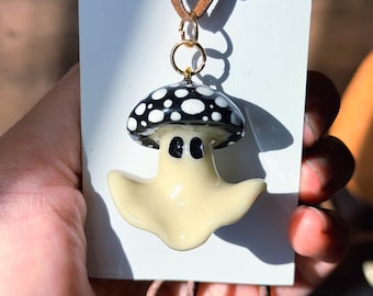Amanita Hat Ghost Necklace glow in the dark Halloween art