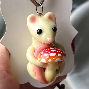 Cute Foraging Mouse pendant / 24 inches adjustable cord
