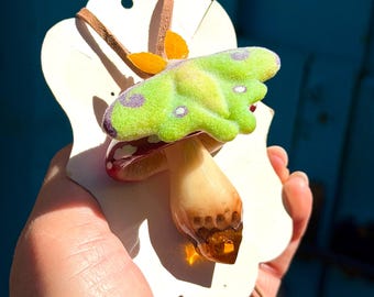 Colgante magnético de hada luna, polilla, hongo amanita, citrino, insecto, cristal, collar esculpido a mano