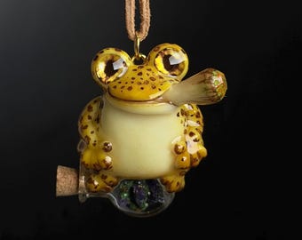 Hand-Sculpted Glow-in-Dark Frog Pendant – Purple Nugs Art Jewelry coqui frog