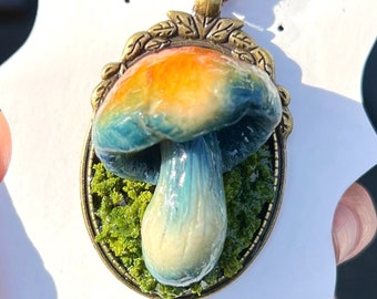 Glow in the Dark Mushroom Pendant: Handmade Amanita Muscaria Necklace