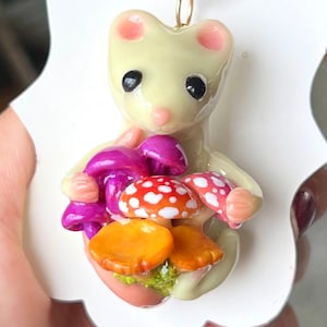 Cute Foraging Mouse pendant / 24 inches adjustable cord