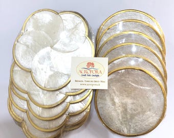 Weiße Perlmutt-Untersetzer, elegante Untersetzer, Wohnaccessoires, 6er-Set Perlmutt-Untersetzer, Geschenkidee für Zuhause