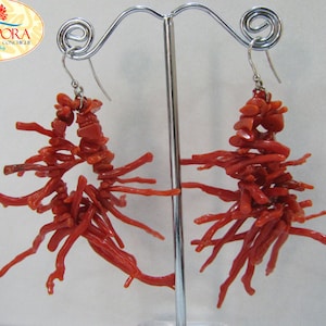 Red coral fringe earrings, coral branch earrings.coral fringe, red coral, coral earrings, drop earrings