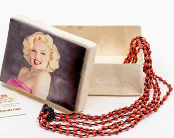 Personalisierte Schmuckschatulle aus Capiz-Perlmutt mit Marilyn-Monroe-Motiv, Schmuckkästchen, Geschenkidee, Perlmutt, Wohnaccessoire