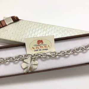 Pulseira de corrente de bronze com trevo de quatro folhas, trevo de quatro folhas, pulseira folheada a prata, pingente de trevo de quatro folhas, trevo de quatro folhas da sorte