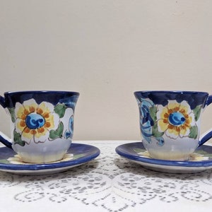 Italian Ceramics Espresso Cup & Saucer - Arabesco Turquoise