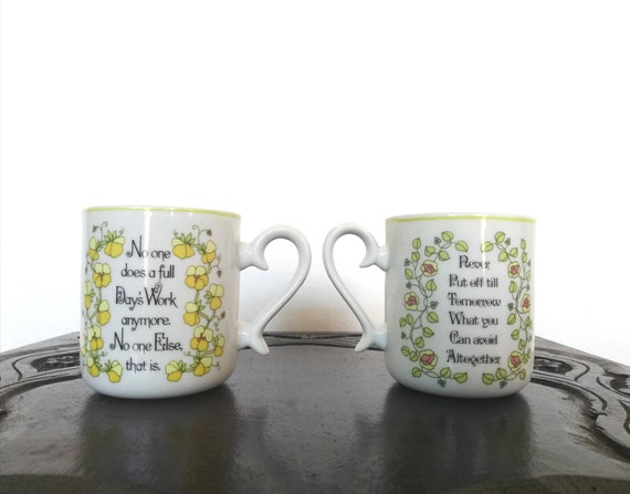 Téléchargement gratuit Images Vintage Set Of 2 Coffee Mugs Funny Witty Humorous Quote Mug Etsy dernière salutations