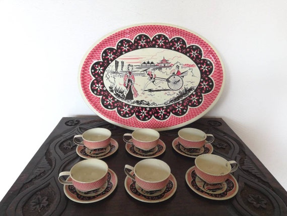 vintage tin tea set
