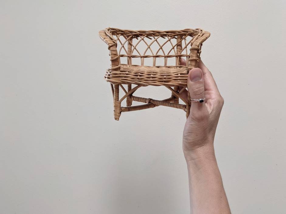 Vintage Rattan Doll House Furniture Table Chairs Boho Decor Etsy