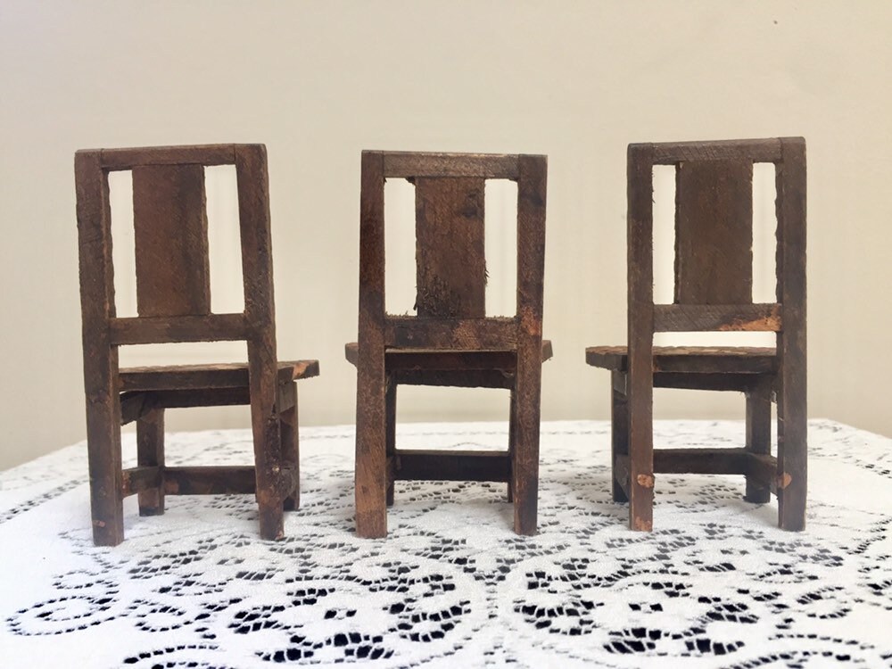 Vintage miniature carved wooden chairs mini dining room chairs Etsy
