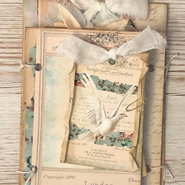Little Bird Tag Book...Vintage Digital Junk Journal Kit, Printable Papers, Instant Download, Tag Book, Jpeg Files