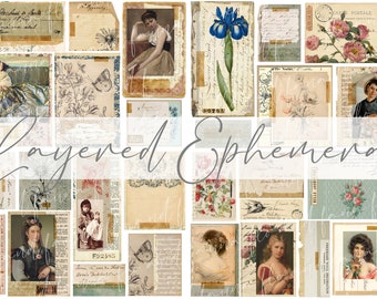 May include: A collage of vintage ephemera featuring images of flowers, women, and handwritten notes. The collage is made up of various sizes and shapes of paper, and the images are layered on top of each other. The overall effect is one of vintage charm and nostalgia.