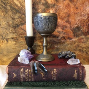 Vintage Embossed Solid Brass Chalice, Wiccan Alter Cup, Ceremony Cup, Brass Goblet, Pagan Ritual, Tibetan, Medieval Decor