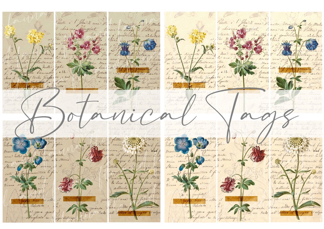Vintage Botanical Tags...vintage Digital Junk Journal Kit, Printable ...