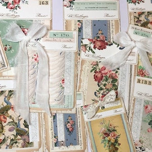 Pretty Sample Tags/Journal Cards... Vintage Digital Junk Journal Kit, Printable Papers, Instant Download, Tags, Jpeg-bestanden