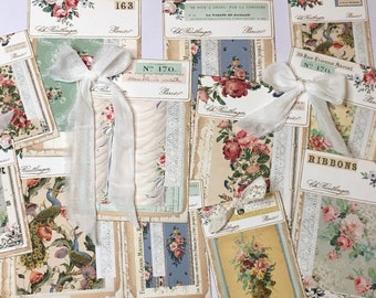 Pretty Sample Tags/Journal Cards...Vintage Digital Junk Journal Kit, Printable Papers, Instant Download, Tags, Jpeg Files