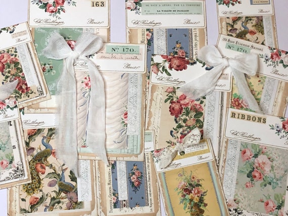 Pretty Sample Tags/Journal Cards...Vintage Digital Junk Journal Kit, Printable Papers, Instant Download, Tags, Jpeg Files