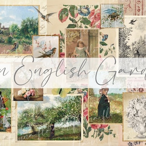 An English Garden...Vintage Digital Junk Journal Kit, Printable Papers, Instant Download, A4 Paper Collection, Jpeg Files
