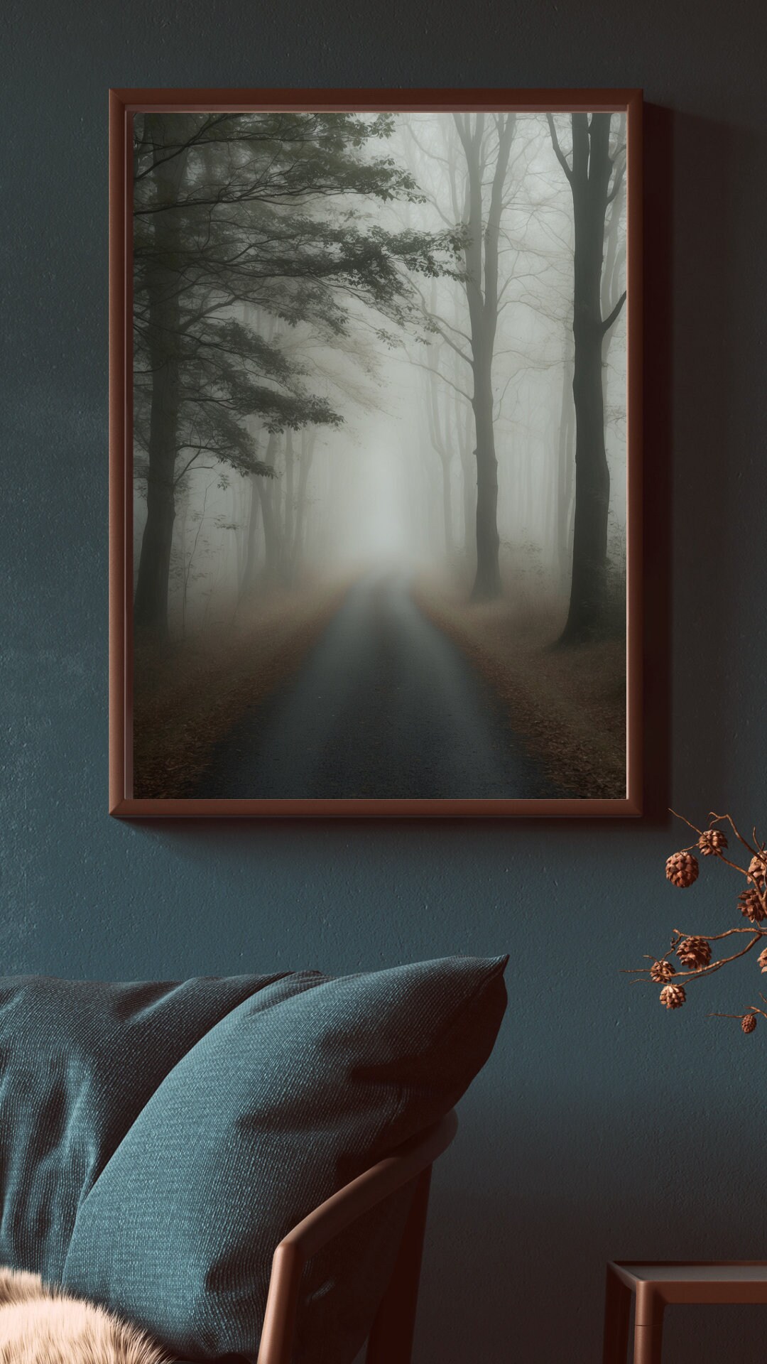Moody Dark Foggy Forest Path Digital Print Dark Academia Nature Art ...