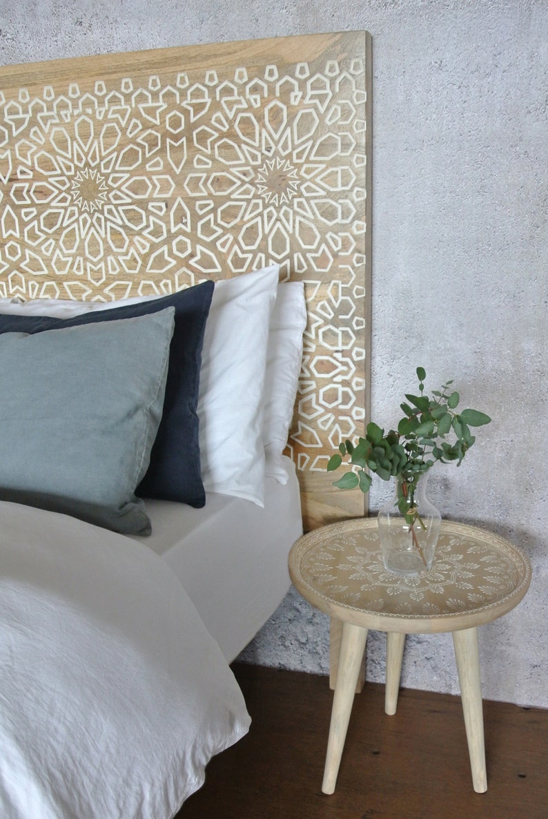 Manor Carved Solid Mango Wood Headboard Etsy