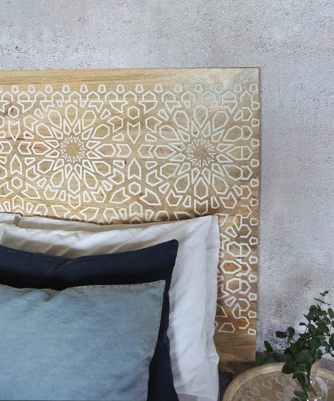 Manor Carved Solid Mango Wood Headboard Etsy UK