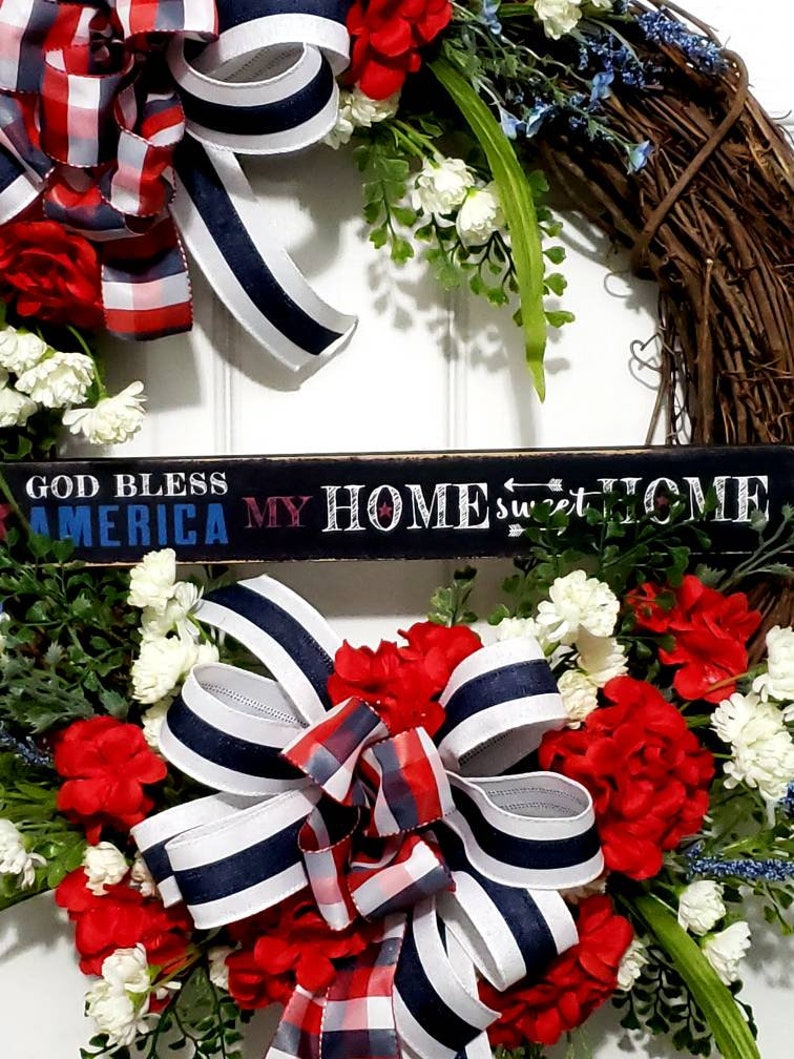 Patriotic Wreath Fourth of July Wreath Memorial Day Wreath Patriotic Grapevine Red White Blue Wreath Veterans Wreath Patriotic Decor
