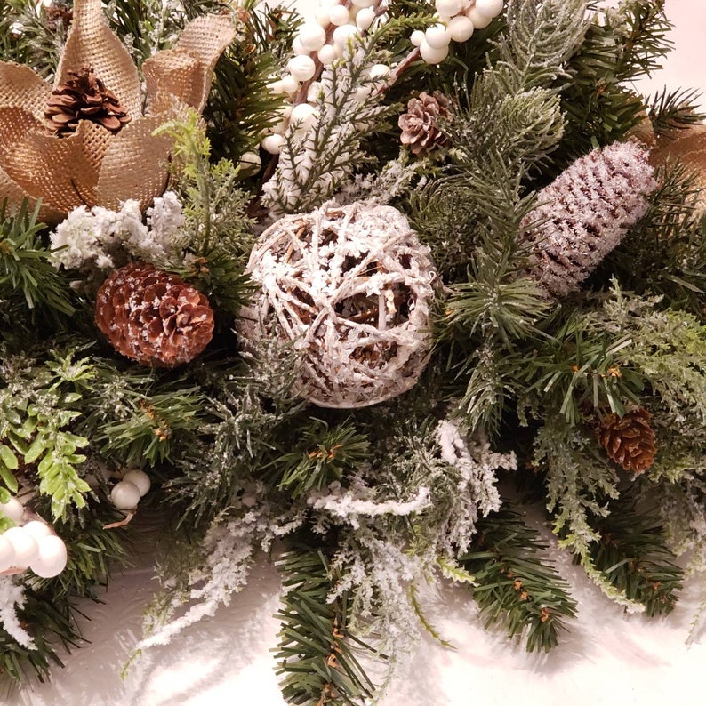 Magnolia Centerpiece Mantel Decor Winter Centerpiece Winter Tablescape Farmhouse Centerpiece Burlap Magnolia Table Decor