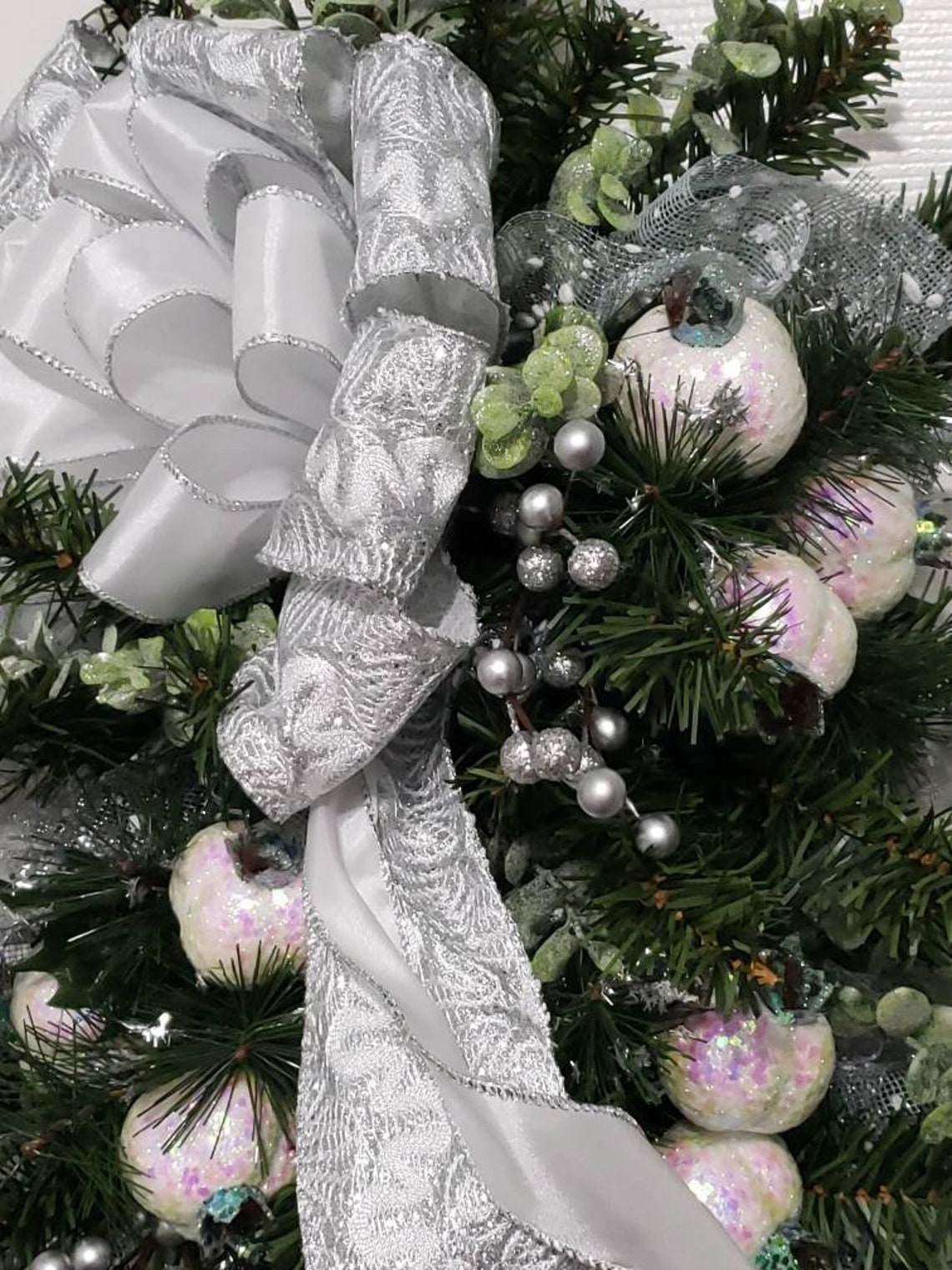 Winter Swag Winter Door Decor Evergreen Swag White Winter Swag Etsy