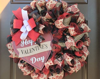 Burlap Valentine's Day Wreath: Buffalo Plaid Heart Decor