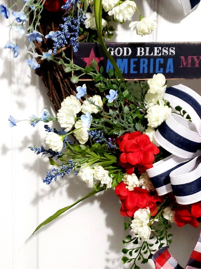 Patriotic Wreath Fourth of July Wreath Memorial Day Wreath Patriotic Grapevine Red White Blue Wreath Veterans Wreath Patriotic Decor