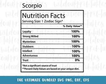 etiquetas de datos nutricionales del zodiaco escorpio paquete svg, etiquetas perfectas para archivos svg del zodiaco, etiquetas de datos nutricionales del escorpio paquete svg octubre svg