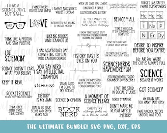 paquete de ciencia svg, paquete de historia svg, paquete de svg nerd, química svg, libro nerd svg, lectura svg, biología svg, escuela svg, maestro svg
