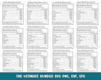 dad nutrition facts labels svg, mom nutrition facts svg, uncle svg, aunt svg, grandma svg, brother svg, grandpa svg, papa svg, dad svg, mom