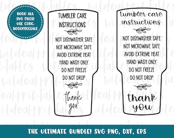 Tumber Care Card SVG, Tumbler Care Card voor instructies SVG, Tumbler cricut-bestanden, Tumbler-bestanden voor cricut, afdrukbare Tumbler silhouet