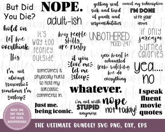Download Sarcastic Svg Funny Quotes Bundle