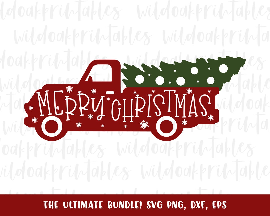 Red Christmas Tree Truck Svg, Merry Christmas Svg Christmas Svg