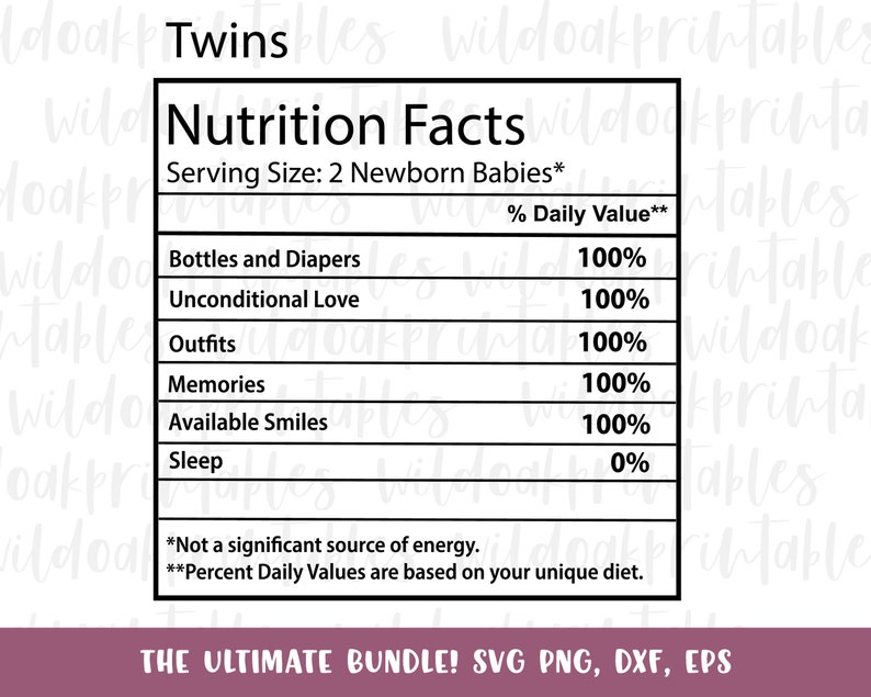 Newborn twins nutrition facts labels svg baby shower svg new | Etsy